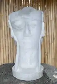 Artikelbild 3 des Artikels “Maske Mensch 01 (nach rechts geneigt) Original des Künstlers - 150cm Höhe - natur “